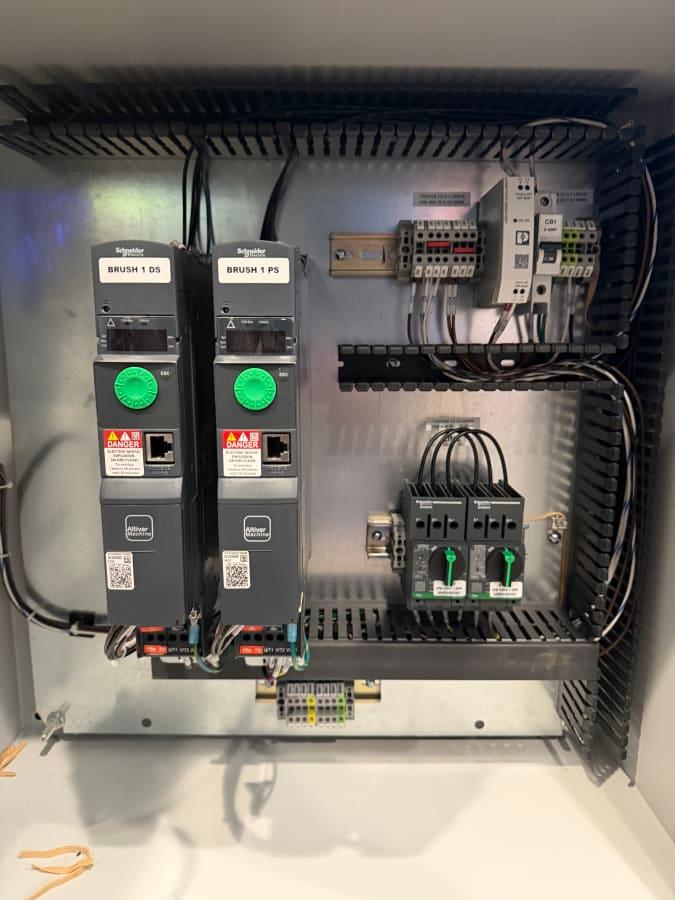 NEW Schneider Electric Dual VFD 480v Brush Control Panel with ATV312 Variable Frequency Drives + Contactors + Control Wiring + Guardian Enclosure
